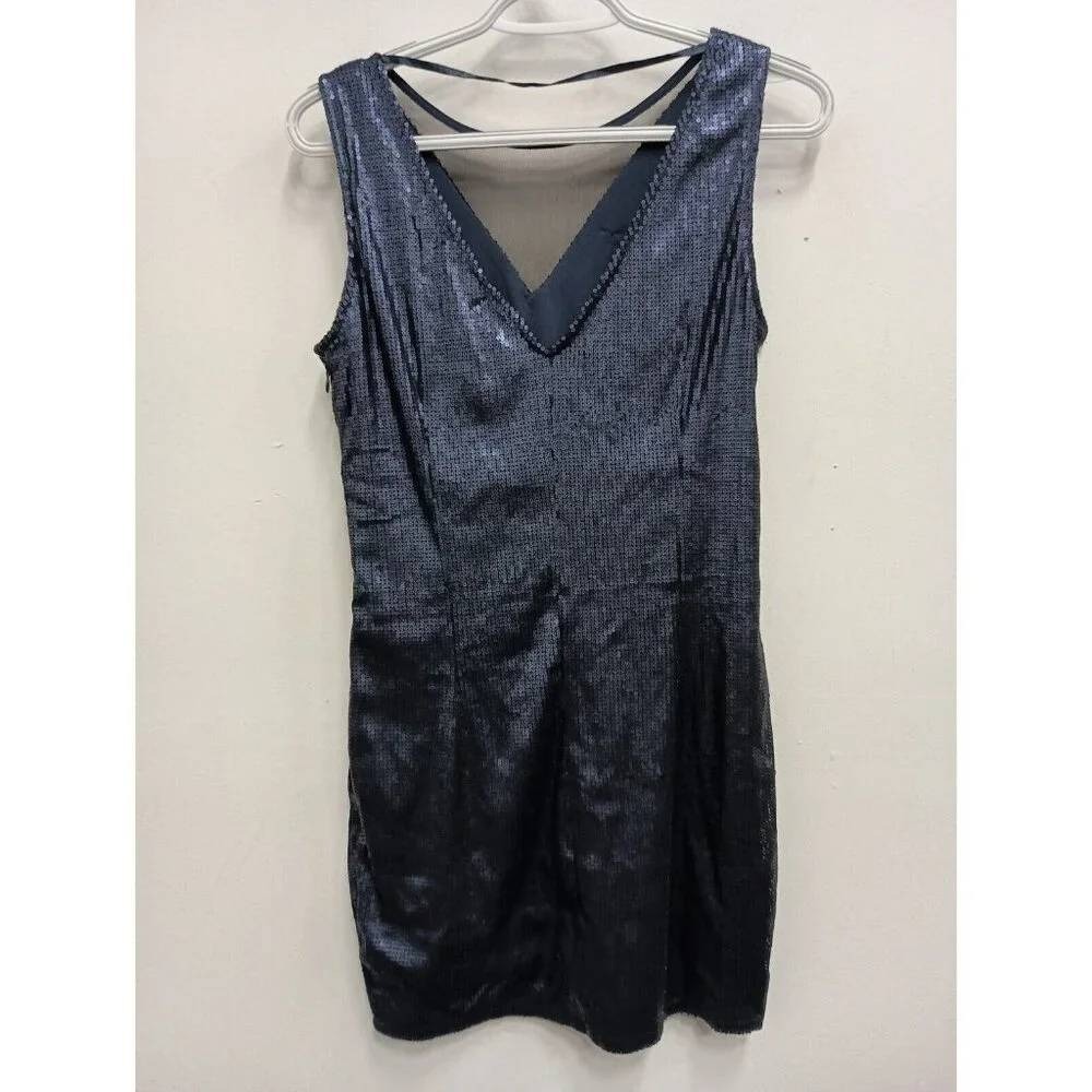Madam Rage Sequin Bodycon Mini Dress Womens Sz 6 US Navy Blue Party Sleeveless - Picture 4 of 10